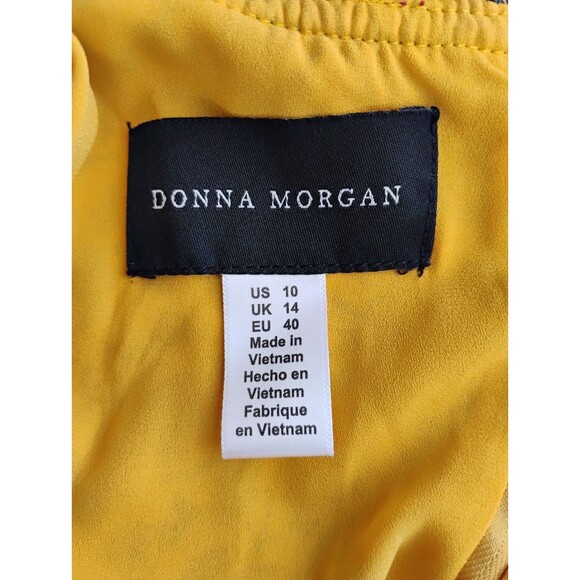 Donna Morgan Floral Print Yellow Ruffled Collar Women Dress Size 10 - Picture 7 of 7